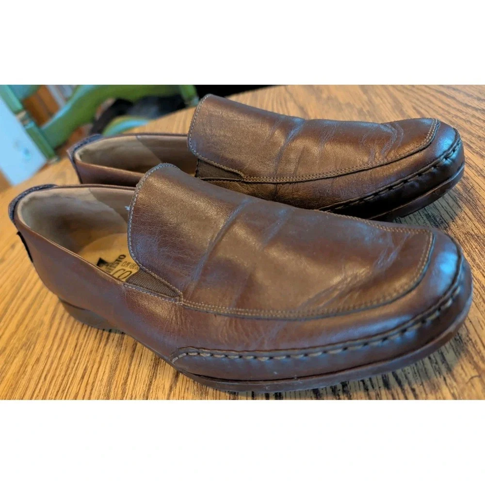 Mephisto Mens 10.5 Brown Leather Cool Air Comfort Shoes Loafers Slip On